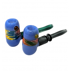 6" Assorted Wig Wag Stripe Hammer Bubbler Hand Pipe - (Pack of 2) [ZD235]